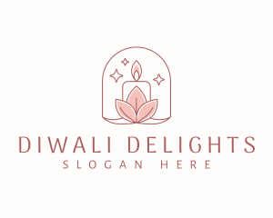 Diwali - Candle Light Leaves logo design