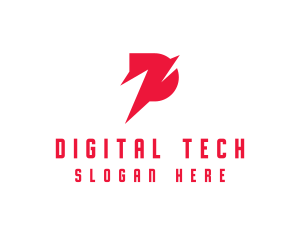 Digital - Digital Red Letter P logo design