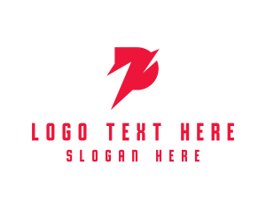 Tech - Digital Red Letter P logo design