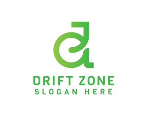 Green Eco D Outline logo design