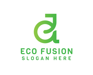 Hybrid - Green Eco D Outline logo design