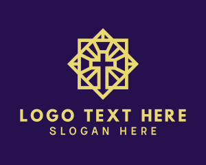 Pastor - Golden Biblical Cross logo design