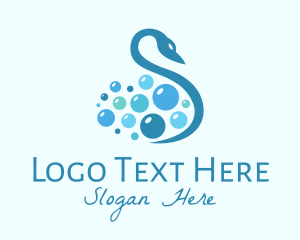 Blue - Blue Swan Bubbles Letter S logo design