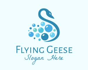 Geese - Blue Swan Bubbles Letter S logo design