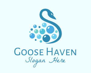 Goose - Blue Swan Bubbles Letter S logo design