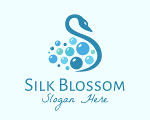 Blue Swan Bubbles Letter S logo design