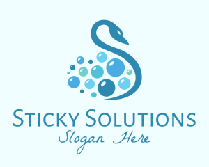 Blue Swan Bubbles Letter S logo design