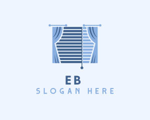 Blue - Window Curtain Blinds logo design
