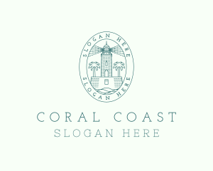 Tropical Lighthouse Coast logo design