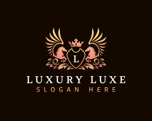 Luxury Pegasus Crown logo design