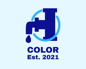 Water Pipe - Faucet Droplet Pipe logo design