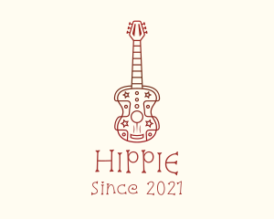 Hippie Guitar Music logo design