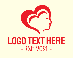 Romantic - Red Heart Head logo design