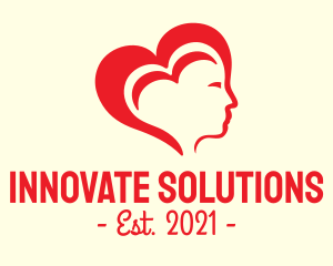 Girlfriend - Red Heart Head logo design