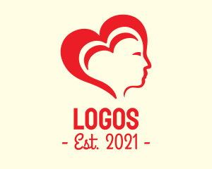 Female - Red Heart Head logo design