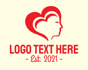 Valentine - Red Heart Head logo design