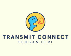 Transmit - Virus Sick Coughing Person Transmission logo design