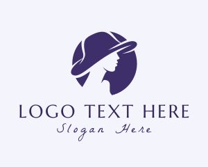 Purple - Woman Hat Silhouette logo design