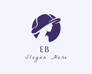 Wine Red - Woman Hat Silhouette logo design