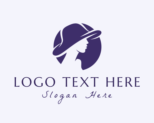 High End - Woman Hat Silhouette logo design