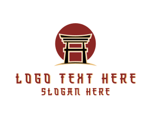 Accommodaton - Japanese Temple Landmark logo design