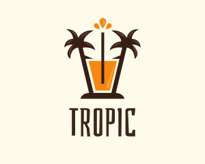 Tropical Palm Orange Juice logo design