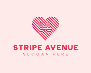 Striped - Valentine Heart Number 14 logo design