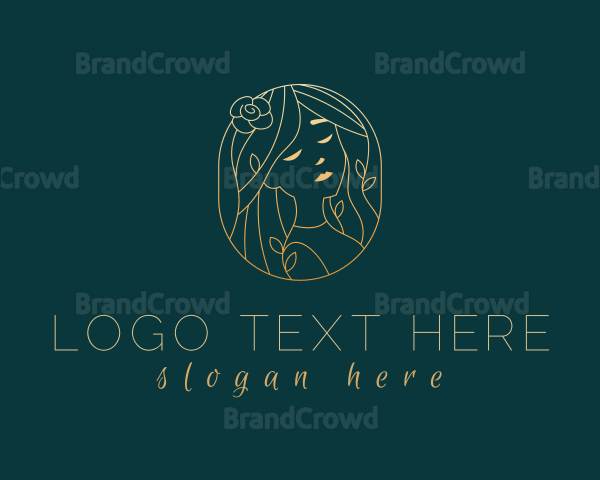 Golden Floral Girl Logo