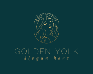 Golden Floral Girl logo design