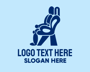Physical Therapy - Blue Massage Chair Person logo design