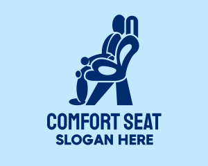 Blue Massage Chair Person  logo design