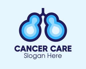Cancer - Blue Respiratory Lungs logo design