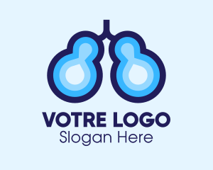 Cancer - Blue Respiratory Lungs logo design