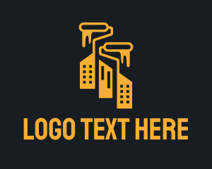 Yellow - City Building Roller Paint logo design