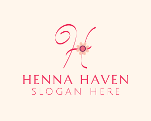 Pink Flower Letter H logo design