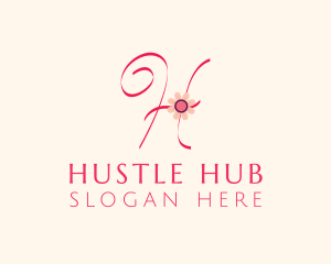 Pink Flower Letter H logo design