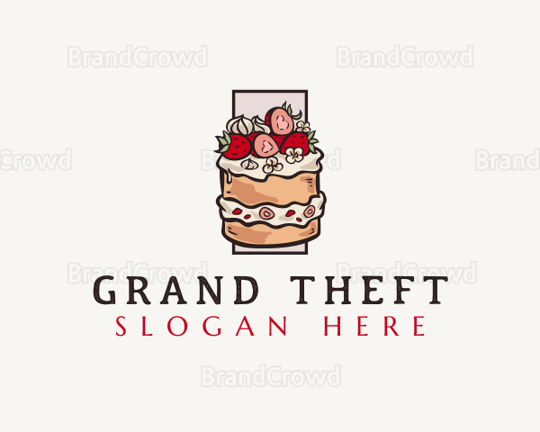 Strawberry Cake Dessert Logo