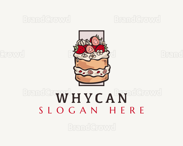 Strawberry Cake Dessert Logo