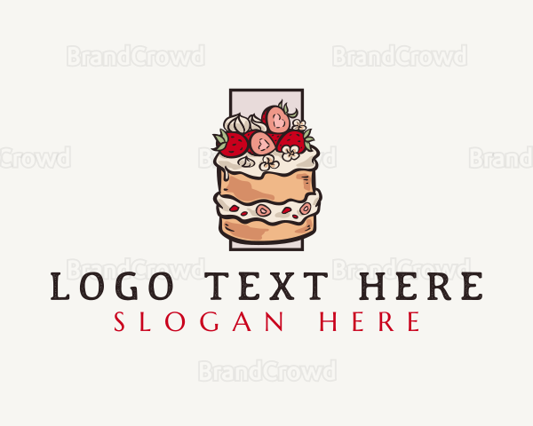 Strawberry Cake Dessert Logo