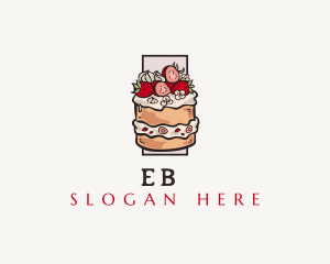 Strawberry Cake Dessert Logo