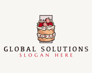 Strawberry Cake Dessert Logo