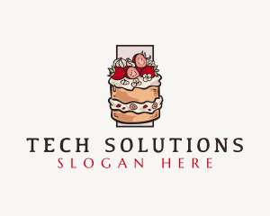 Strawberry Cake Dessert Logo