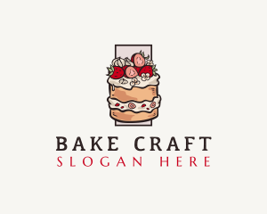 Strawberry Cake Dessert logo design