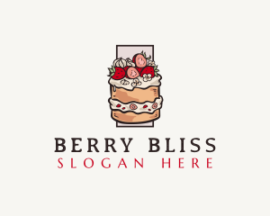 Strawberry - Strawberry Cake Dessert logo design