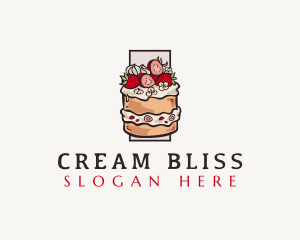 Cream - Strawberry Cake Dessert logo design