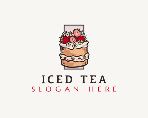 Strawberry Cake Dessert logo design