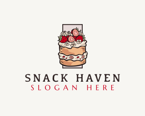 Strawberry Cake Dessert logo design