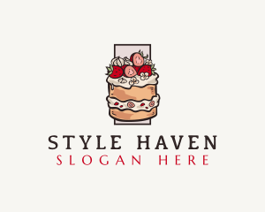 Shortcake - Strawberry Cake Dessert logo design
