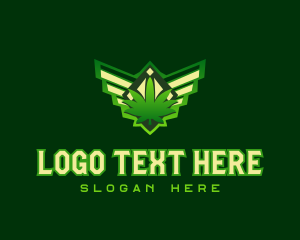 Hemp - Wing Weed Badge logo design