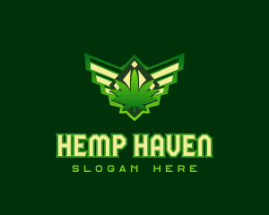 Wing Weed Badge logo design